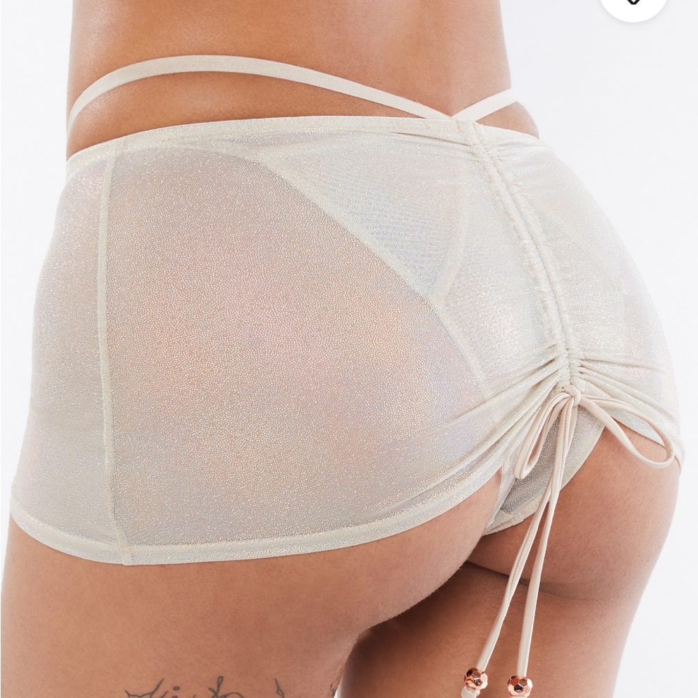 Savage X Fenty Gathered Mesh Skirt with Drawstring Iridescent Sunset Size 1X